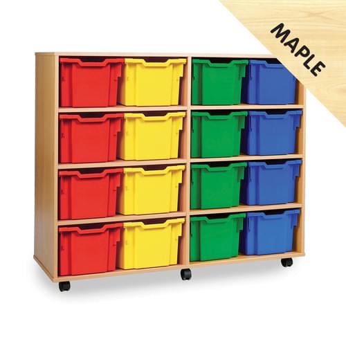 16 Extra Deep Tray Mobile Storage Unit Maple