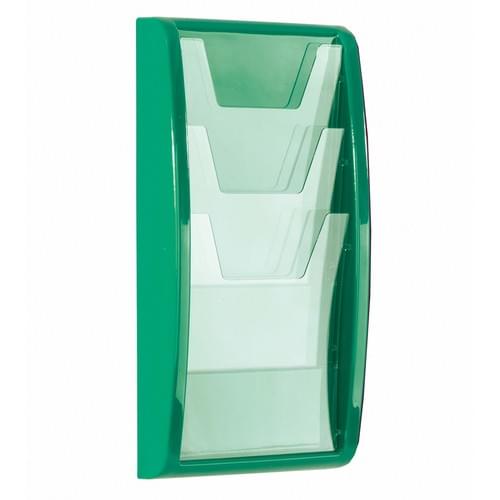 Panorama Wall Mounted Literature Holder 3x A4 Green