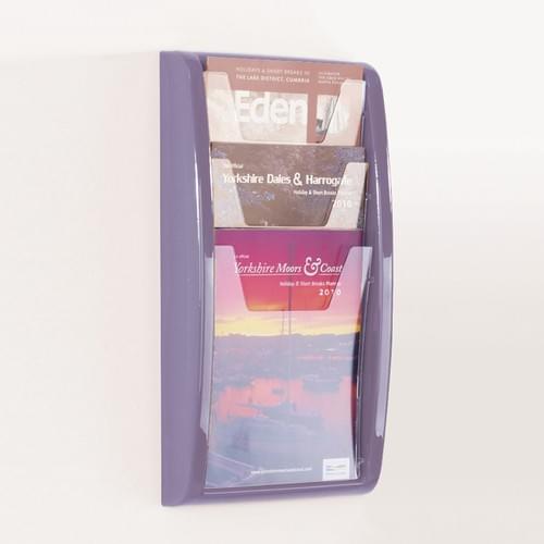 Panorama Wall Mounted Literature Holder 3x A4 Lilac