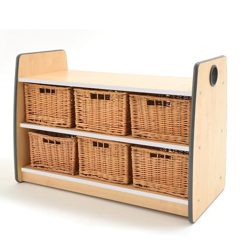 Colouredge Double Shelf Unit with Baskets & Grey Trim