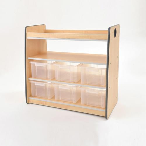 Colouredge Triple Shelf Unit with Clear Tubs & Grey Trim
