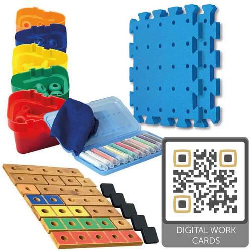 Pegs to Count Up Exploring Numbers 1-5 Carbonated Bamboo Set (with QR codes)