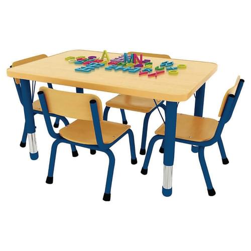 Milan Height Adjustable 4 Seater Rectangular Table Blue Frame