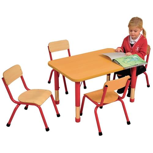 Milan Height Adjustable 4 Seater Rectangular Table Red Frame