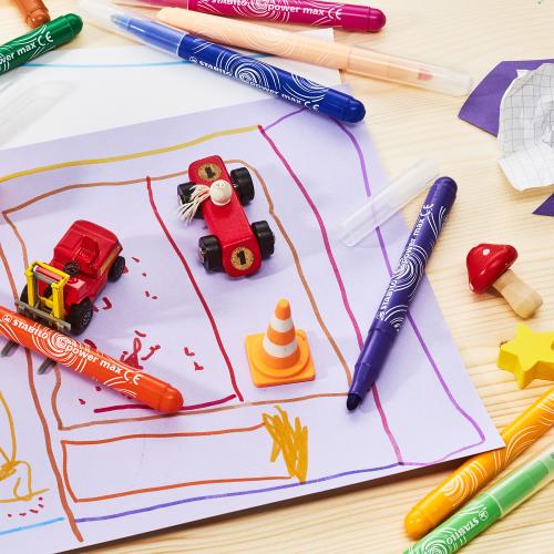 STABILO power max Extra Thick Colouring Felt Tip Pens Classpack of 140 in Display Box (16 Assorted Colours)