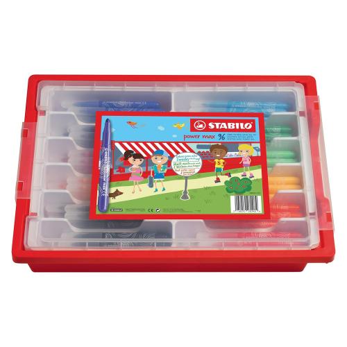 STABILO power max Extra Thick Colouring Felt Tip Pens Classpack of 96 in Gratnells Tray (12 Assorted Colours)