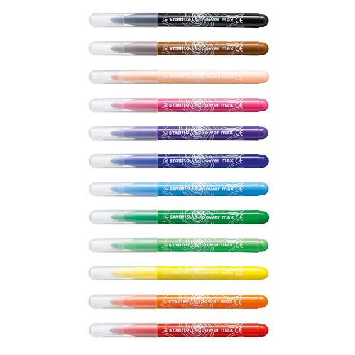 STABILO power max Extra Thick Colouring Felt Tip Pens Classpack of 96 in Gratnells Tray (12 Assorted Colours)