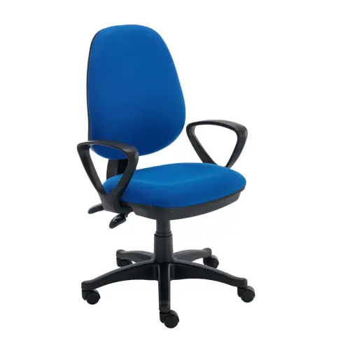 Value High Back Chair with Fixed Arms - Blue