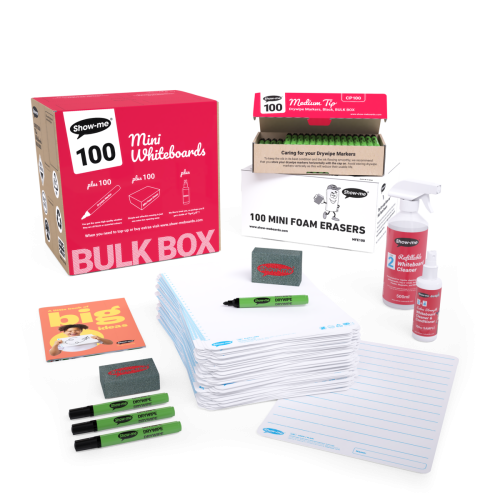 Show-me SurfaceShield A4 Lined Whiteboards Bulk Box - 100 Sets
