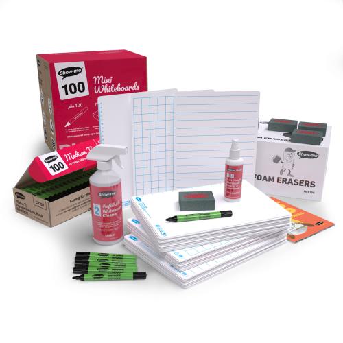 Show-me SurfaceShield A4 Multi Curriculum Mini Whiteboards Bulk Box - 100 Sets