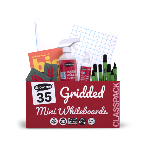 Show-me SurfaceShield A4 Gridded Whiteboards Classpack - 35 Sets
