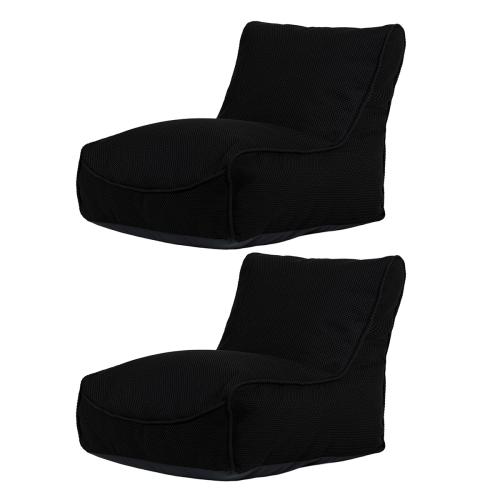Set of 2 Large Tech Mesh Study Lounger Bean Bags - Black