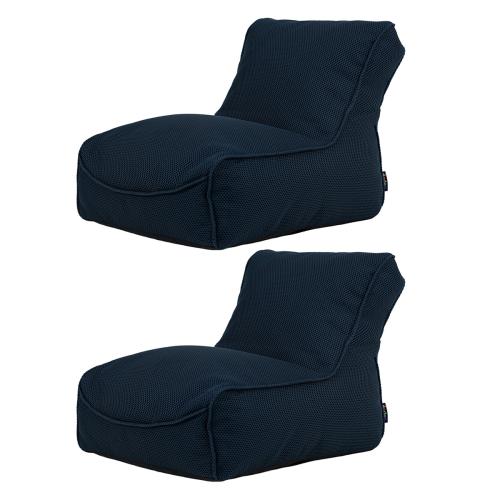 Set of 2 Large Tech Mesh Study Lounger Bean Bags - Navy
