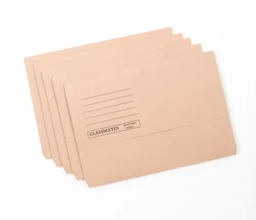 Document Wallet with Half Flap 250gsm Foolscap Buff