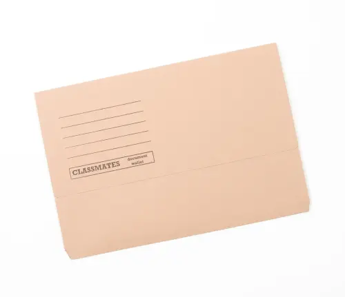 Document Wallet with Half Flap 250gsm Foolscap Buff