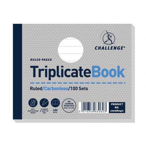 Challenge Ruled Carbonless Triplicate Book 100 Sets 105x130mm (Pack of 5) 100080471