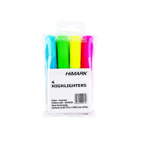 Unbranded Hi-Glo Highlighters Assorted (Pack of 4) 7910WT4