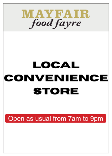 QOB 353mm x 500mm Mayfair Food Fayre (Local Convenience Store) Foamex Sign