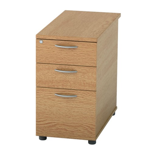 BASICS Deep Desk high Drawer Pedestal - 800mm deep (Full desk depth) with 2 Std drawer and 1 x Filing drawer - Light Oak