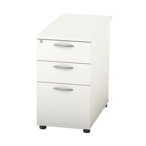 BASICS Deep Desk high Drawer Pedestal - 800mm (Full desk depth) with 2 Std drawer and 1 x Filing drawer - White