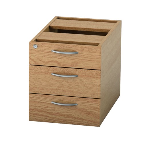 BASICS Fixed Drawer Pedestal with 3 Std drawers - Light Oak