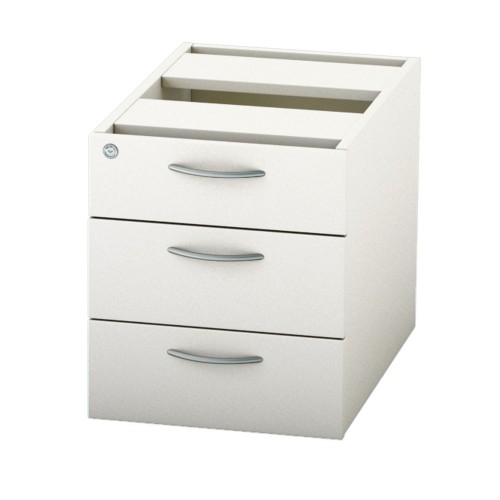 BASICS Fixed Drawer Pedestal with 3 Std drawers - White