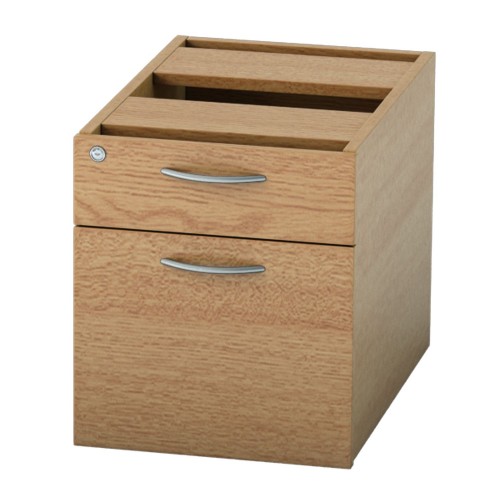 BASICS Fixed Drawer Pedestal with 1 x Std drawer and 1 X Deep filing drawer - Light Oak