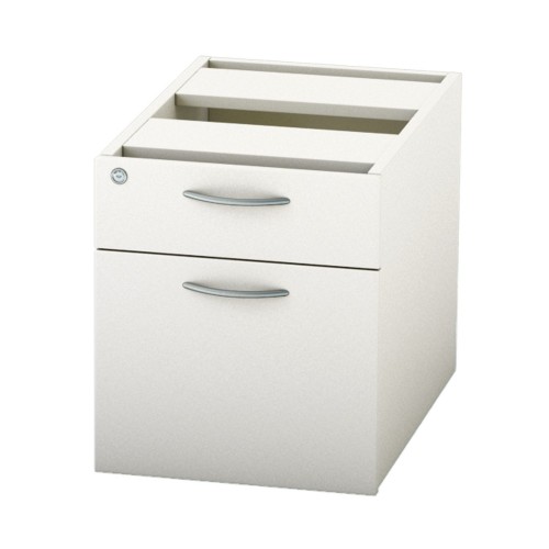 BASICS Fixed Drawer Pedestal with 1 x Std drawer and 1 X Deep filing drawer - White
