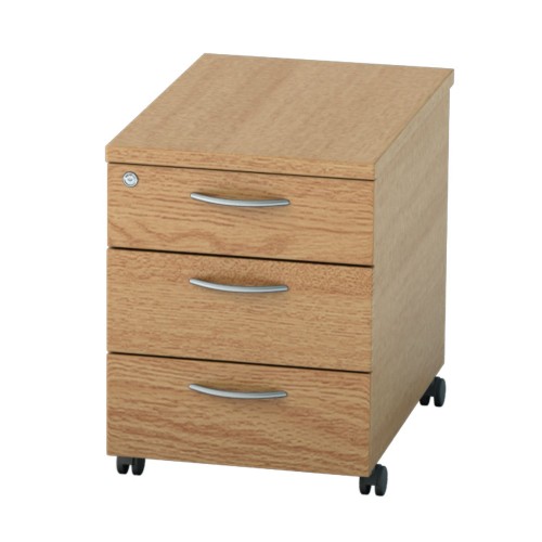 BASICS Mobile under desk Drawer Pedestal with 3 Std drawers - Light Oak