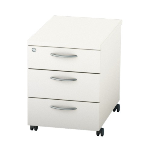 BASICS Mobile under desk Drawer Pedestal with 3 Std drawers - White