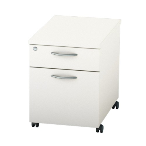 BASICS Mobile under desk Drawer Pedestal with 1 Std drawer and 1 x Filing drawer - Light Oak