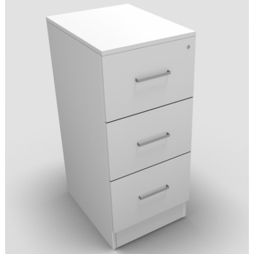 CLASSIC 3 Drawer Filing Cabinet, Lockable, 1069mm high x 466mm wide x 600mm deep - White