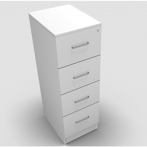 CLASSIC 4 Drawer Filing Cabinet, Lockable, 1398mm high x 466mm wide x 600mm deep - White
