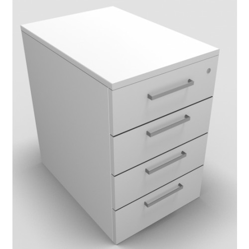 CLASSIC Mobile under desk Drawer Pedestal with 4 Std drawers - White