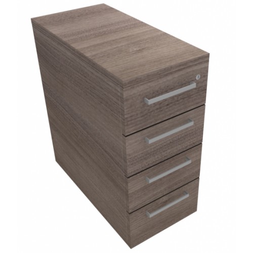 CLASSIC Narrow Mobile under desk Drawer Pedestal with 4 Std drawers - English Walnut