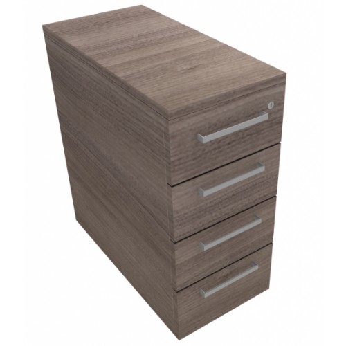 URBAN Narrow Mobile under desk Drawer Pedestal with 4 Std drawers - English Walnut