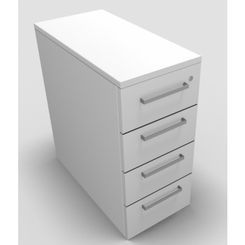 CLASSIC Narrow Mobile under desk Drawer Pedestal with 4 Std drawers - White
