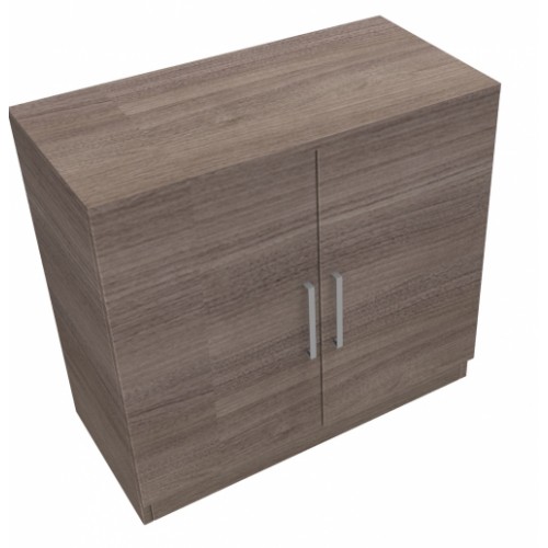 CLASSIC 2 Door Stationery Cupboard 740mm high x 800mm wide x 400mm deep, lockable supplied with 2 keys - English Walnut