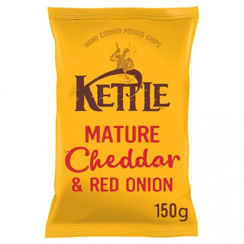 Kettle Chips Mature Cheddar & Red Oinon 150g Case of 12