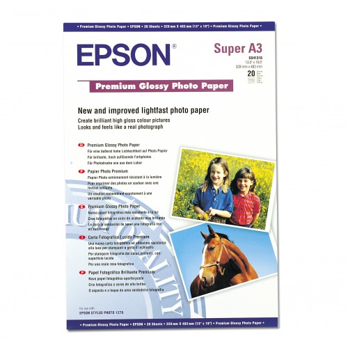 Epson Premium Glossy Photo Paper C13S041316 A3+ Pk 20 255gsm