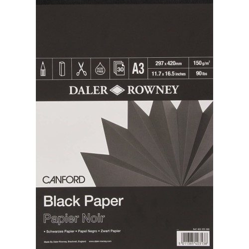Daler Canford Black Paper Pad A4 (403355400) 150gsm 30 sheets