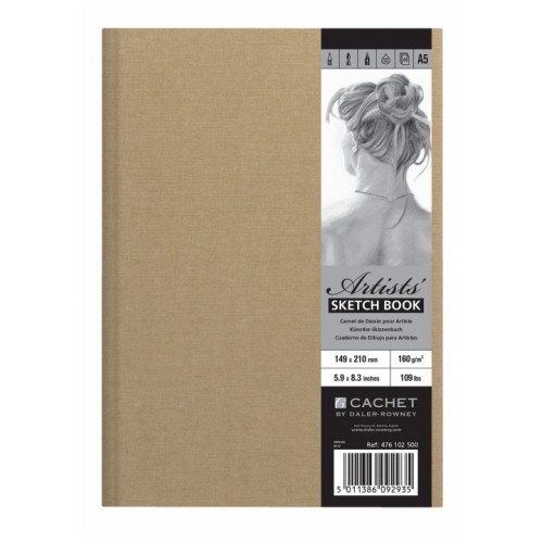 Daler Cachet Artist’s Linen Sketchbook A5 Mocha 160gsm 40s hardback