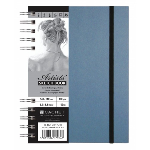 Daler Cachet Artist’s Spiral Sketchbook W/Bound 20x20cm Blue 160gsm 40s