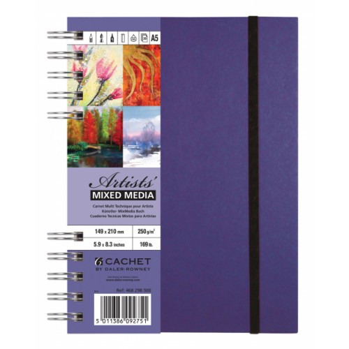 Daler Cachet Artist’s Mixed Media Spiral Sketchbook A4 Amethyst 250gsm 30s