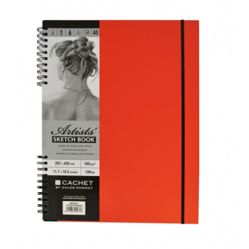 Daler Cachet Artist’s Spiral Sketchbook W/Bound 20x20cm Tangerine 160gsm 40s
