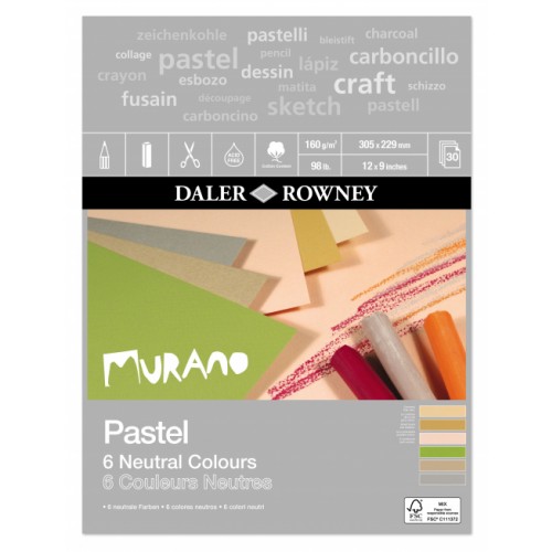 Daler Murano Pastel Neutral Colour Paper Pad 12x9 (438031209) 160gsm 30s