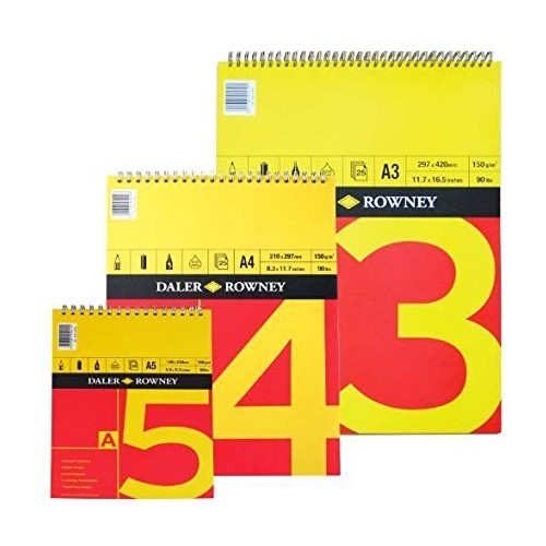 Daler Red & Yellow Spiral Cartridge Pad A3 150gsm (405010300) 25 sheets