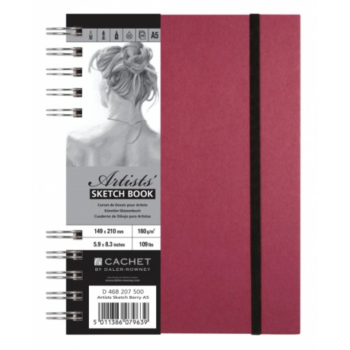 Daler Cachet Artist’s Spiral Sketchbook W/Bound 20x20cm Berry 160gsm 40s