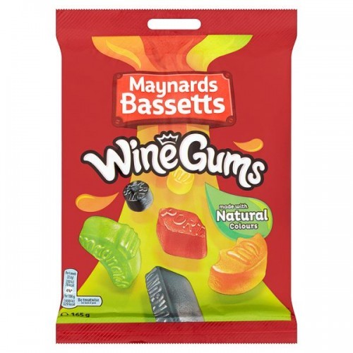 Maynards Bassetts Wine Gums Sweets Bag 165g case of 12