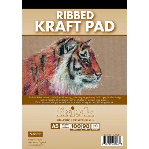 Frisk A5 Kraft Paper Pad Ribbed 90gsm 100s